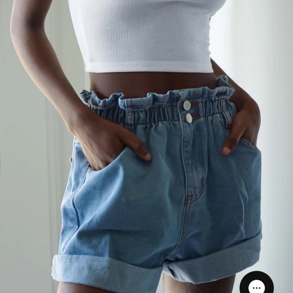 NWT Princess Polly Open Road Denim Paper Bag Shorts - Picture 4 of 7